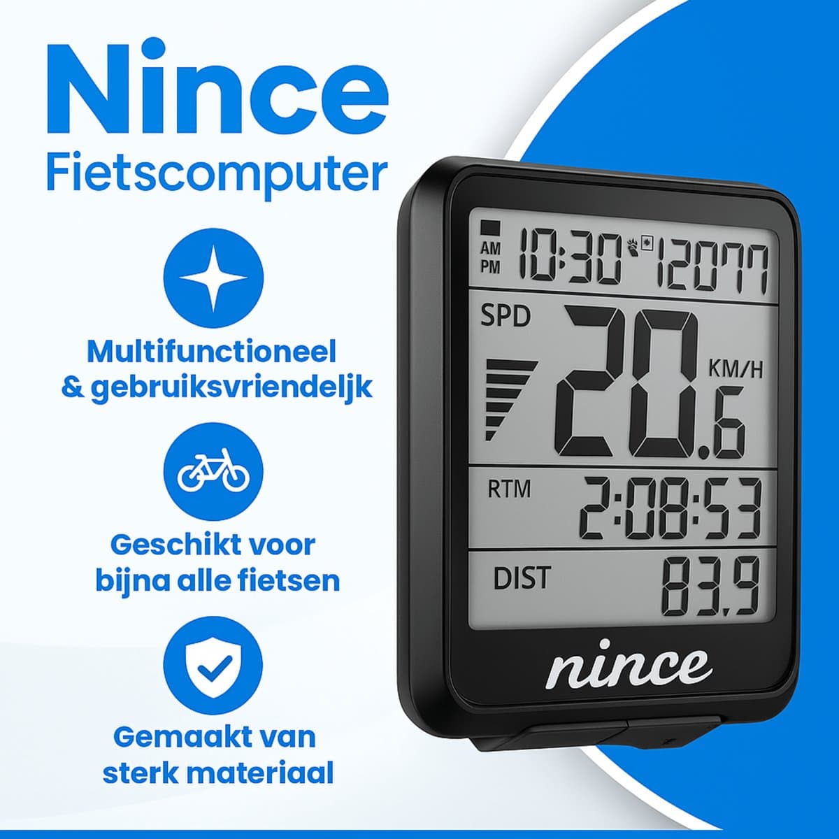 Nince Fietscomputer - Waterdicht & Draadloos thumbnail 2