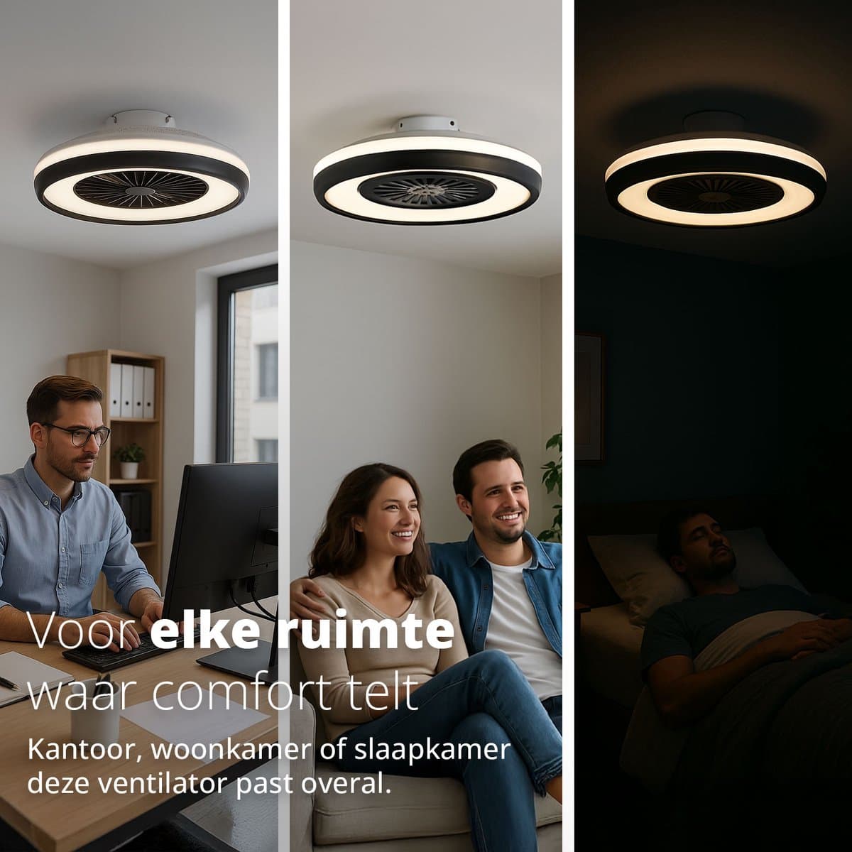 FlinQ LumiFan XL Ø60 cm Plafondventilator met Verlichting - Ventilator voor aan het Plafond - Ideaal voor op de Slaapkamer - Bestuurbaar met Afstandsbediening thumbnail 8