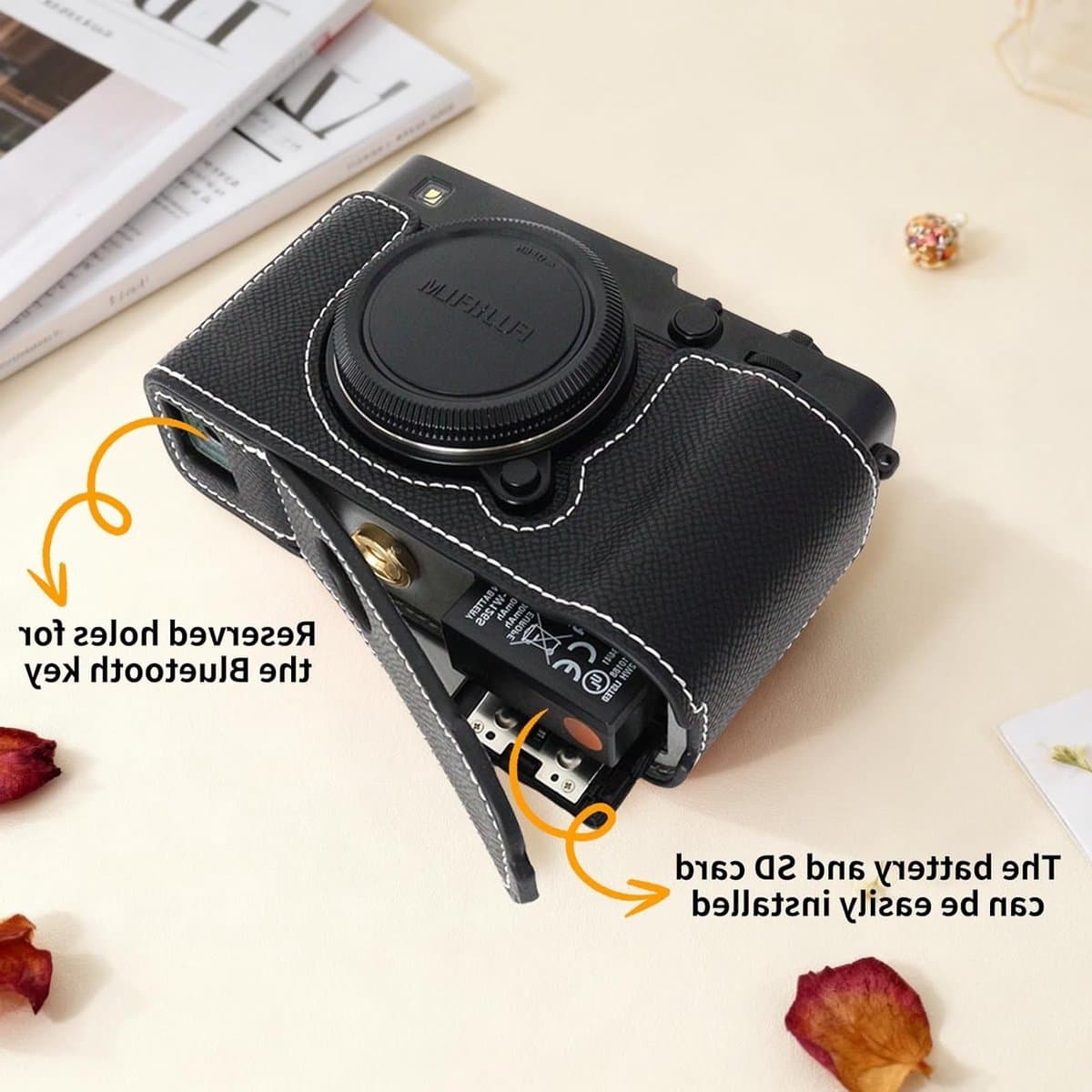 Stijlvolle en beschermende cameratas voor Fujifilm X-E5 van PU leer - Perfecte pasvorm, accessoires en draagtas voor fotografen thumbnail 3