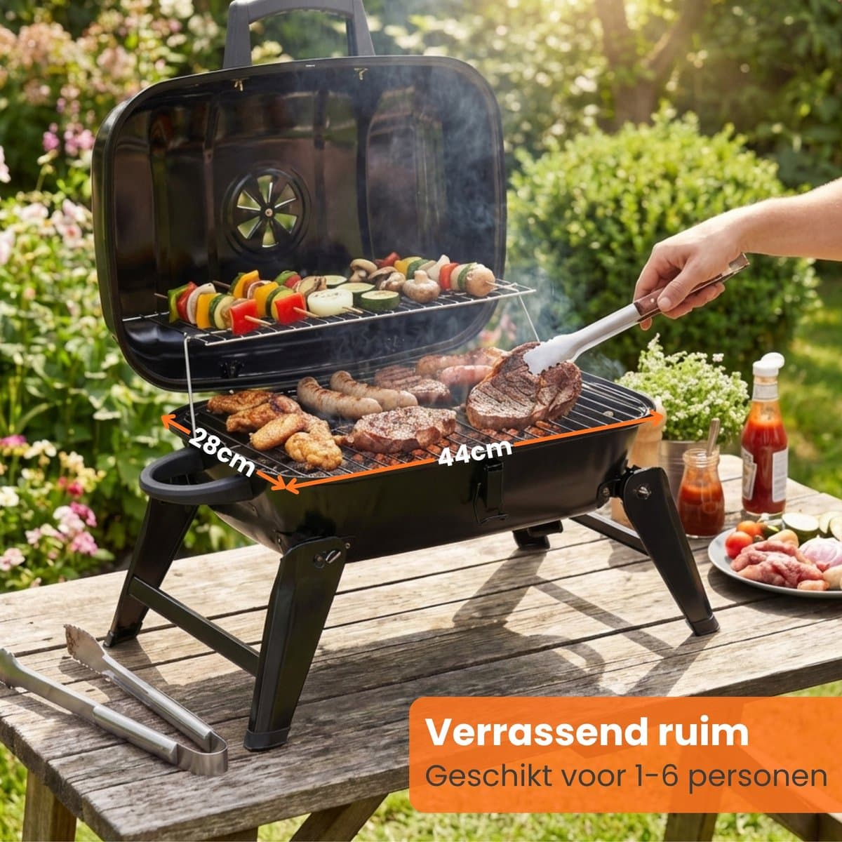 Zenzee® Barbecue - Houtskool - Houtskool BBQ - Tafel BBQ - Balkon BBQ - Camping BBQ - Draagbaar - Zwart thumbnail 4