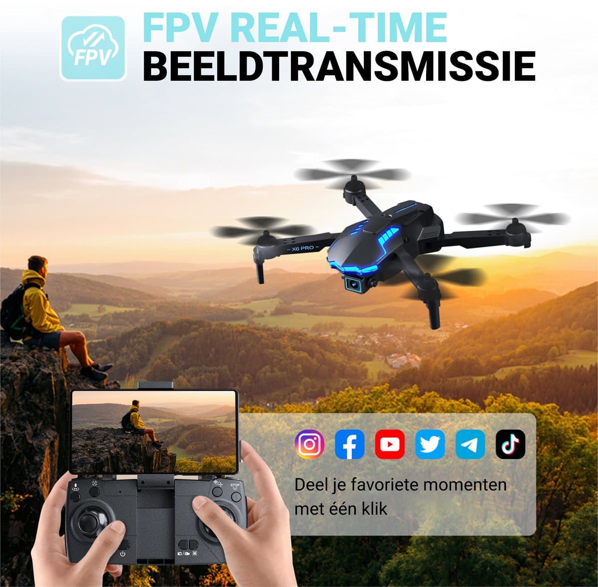 HAWX Drone - Drone met 4K Camera - Mini drone - Voor Kinderen/Volwassenen - Drones - Tot 90 Minuten Vliegen - Incl. 3 Batterijen, Opbergtas, Landing Pad thumbnail 5