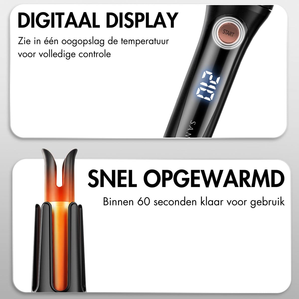 Sansbeauté Automatische Krultang - Keramische Haarkruller - Haarkrultang - Hair Curler - Haarstyler - Wavy Hair - Curling Iron - Krulborstel Roterend - Golvenkrultang - Wave Krultang thumbnail 4