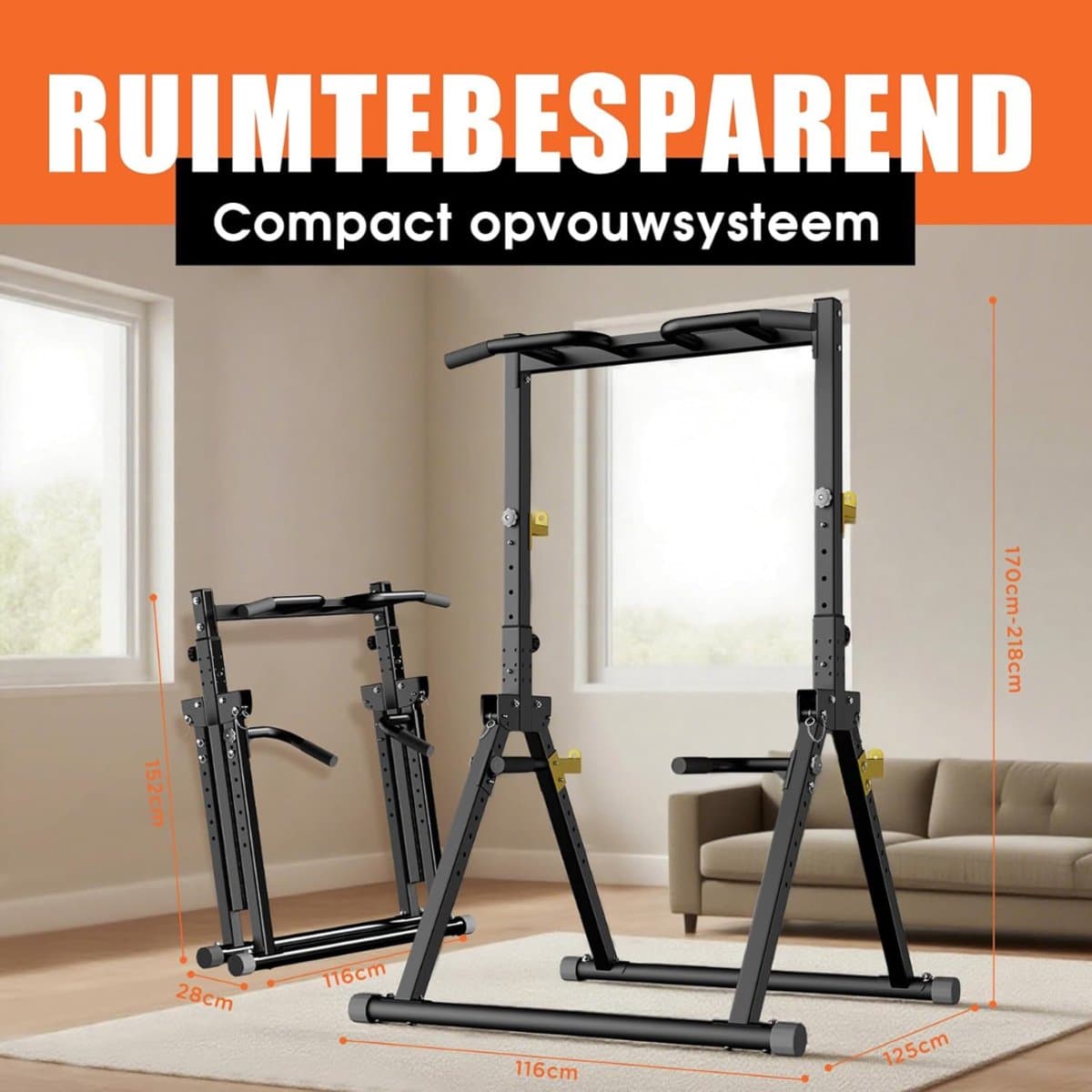DnA® Squat Rack - Squat Wedge - Power Rack - Zwart - 135cm x 115cmx 223cm thumbnail 4
