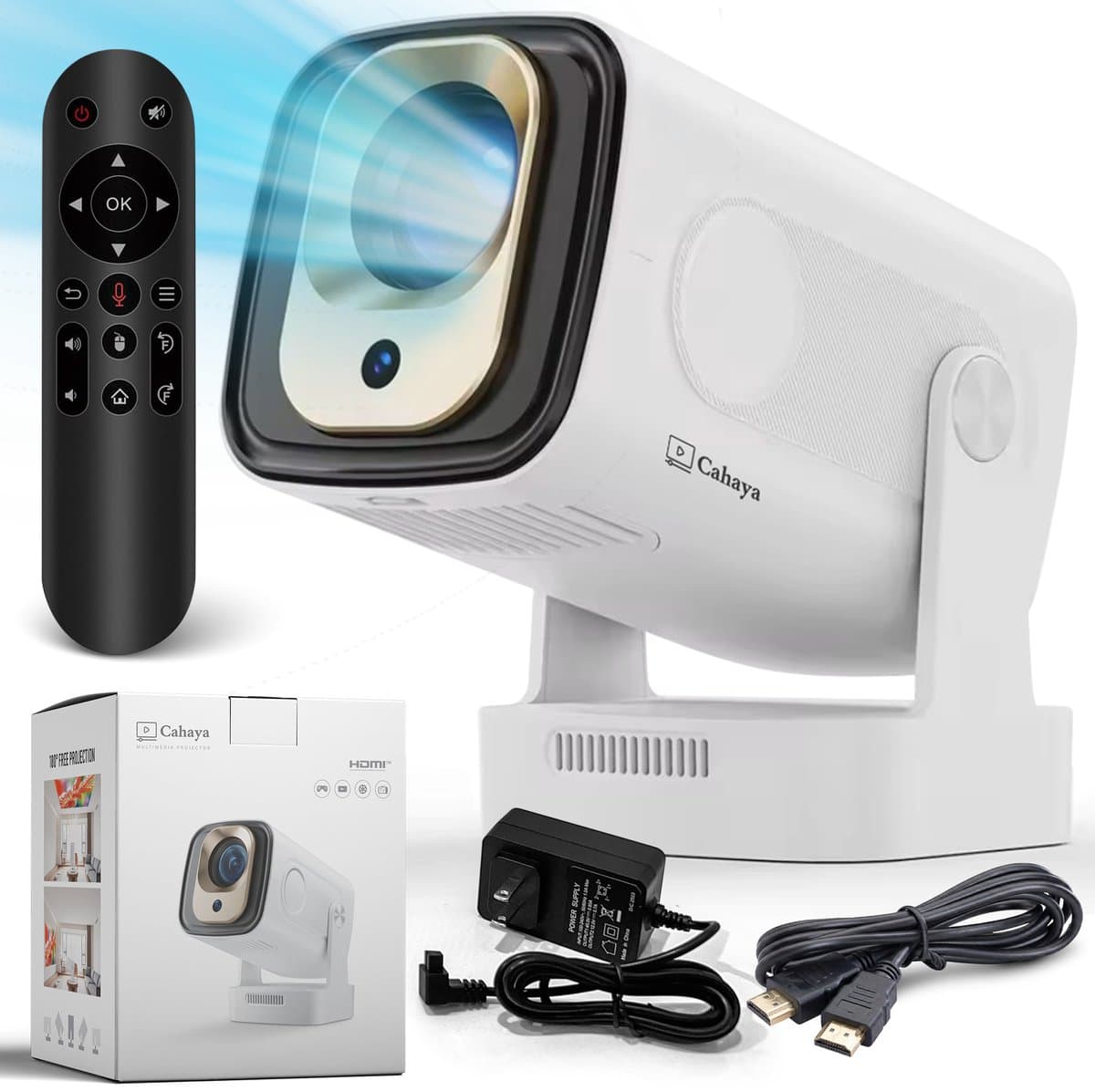 Cahaya Nova - Mini Beamer - 4K ondersteuning - mini projector - draagbare beamer - projector / beamer - Geïntegreerd Android 12.0 systeem - Screen mirroring smartphone - Home cinema thumbnail 5