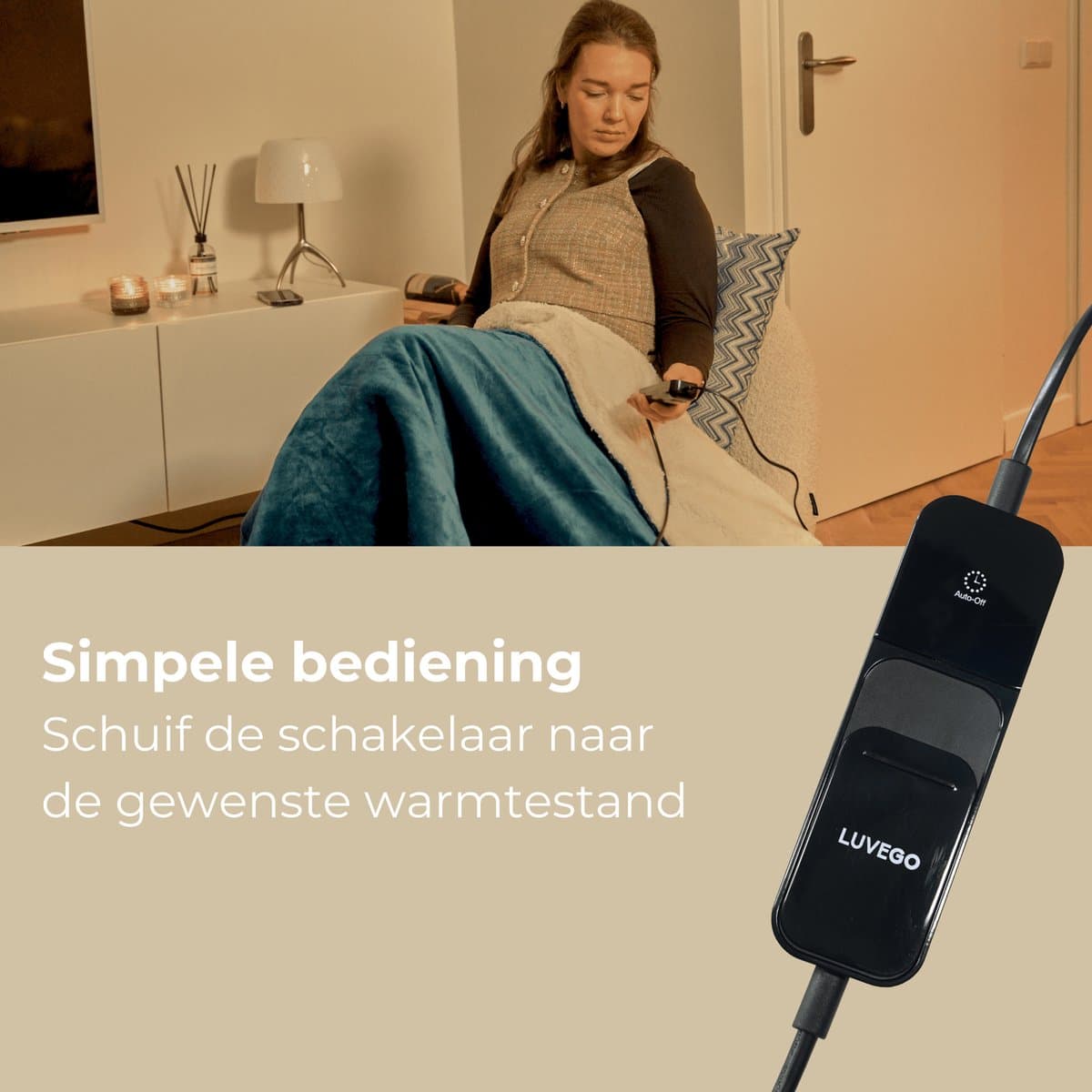 Luvego Elektrische Deken 1 Persoons Bovendeken & Warmtedeken - 160x120CM - TÜV GS - Omslagdeken & Knuffeldeken - 3 Warmtestanden - 120W - Verwarmingsdeken Fleece Plaid - Grijs thumbnail 5
