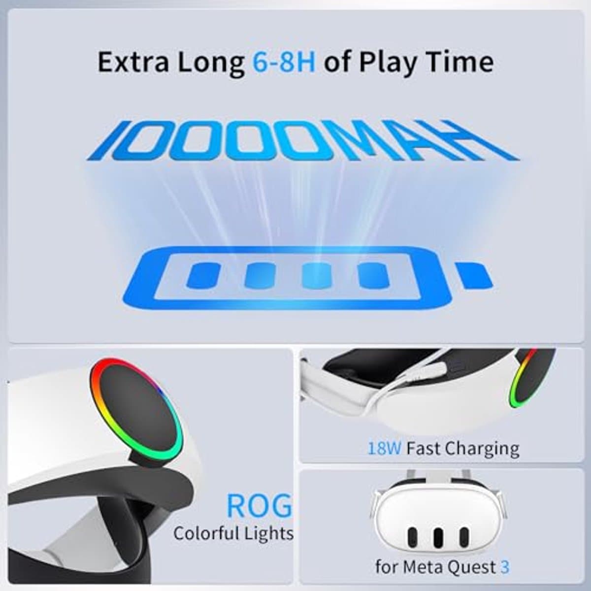 Elite Strap voor Meta Quest 3 - 10.000 mAh Batterij, VR-accessoires met Verstelbare Hoofdband thumbnail 7