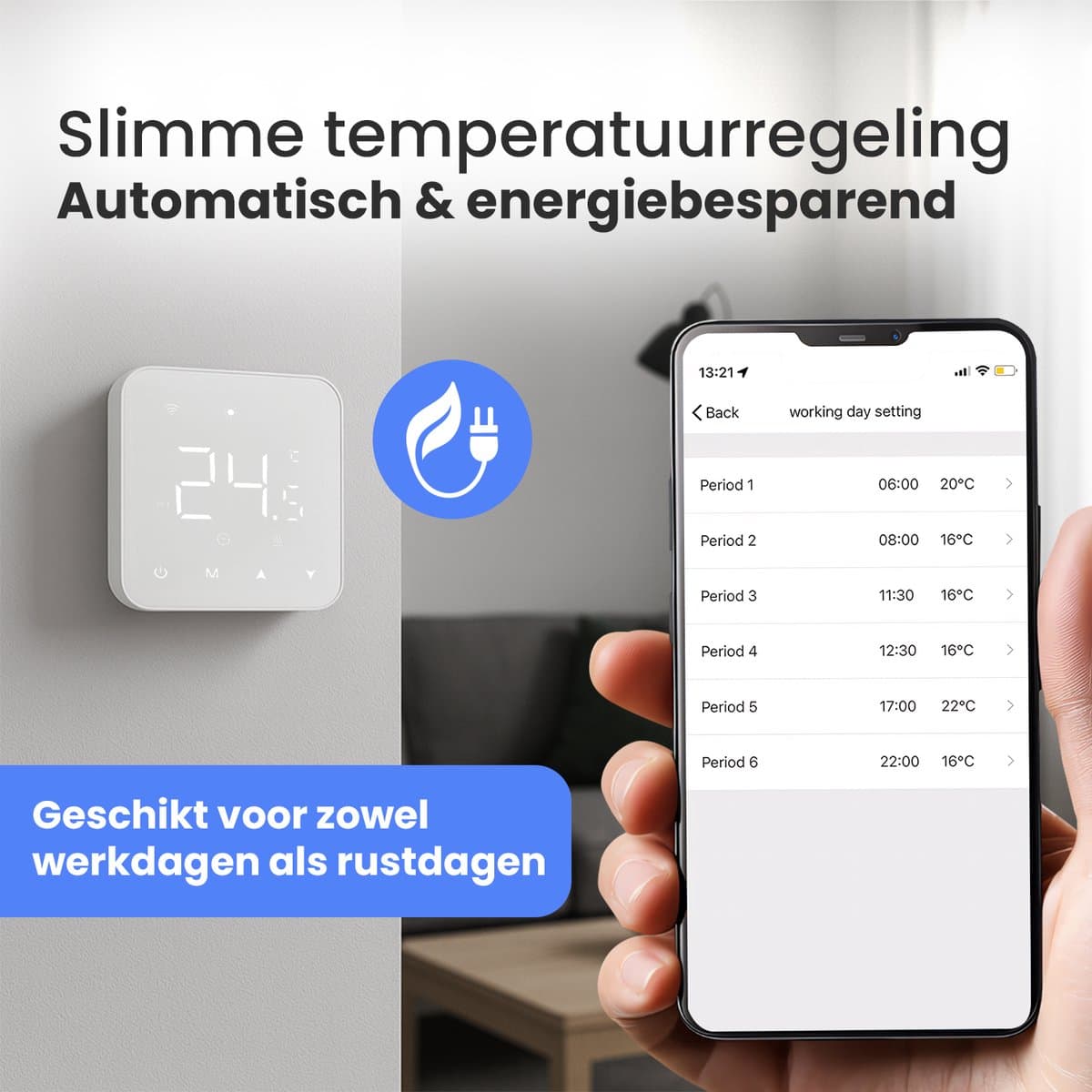 Nince Slimme Thermostaat - Wifi & Draadloos - Voor CV, Vloerverwarming & Radiatoren - Met App & Dagprogramma - Wit thumbnail 4