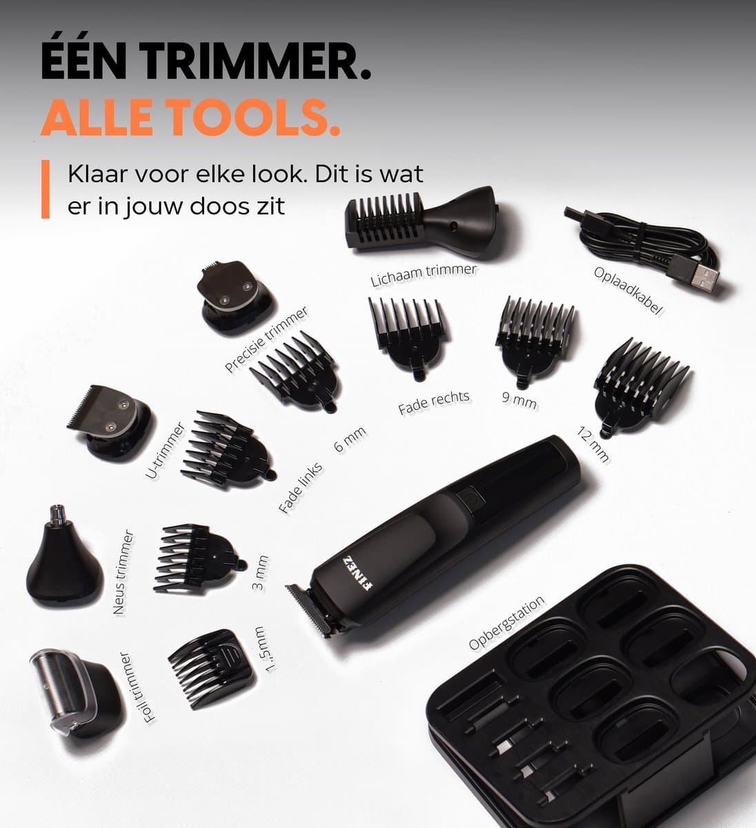 Finez 12-in-1 "Smooth Operator" Baardtrimmer Mannen - IPX7 Waterdichte Baardtrimmer & Tondeuse - Trimmer voor Baard - Neustrimmer - Bodygroomer thumbnail 2