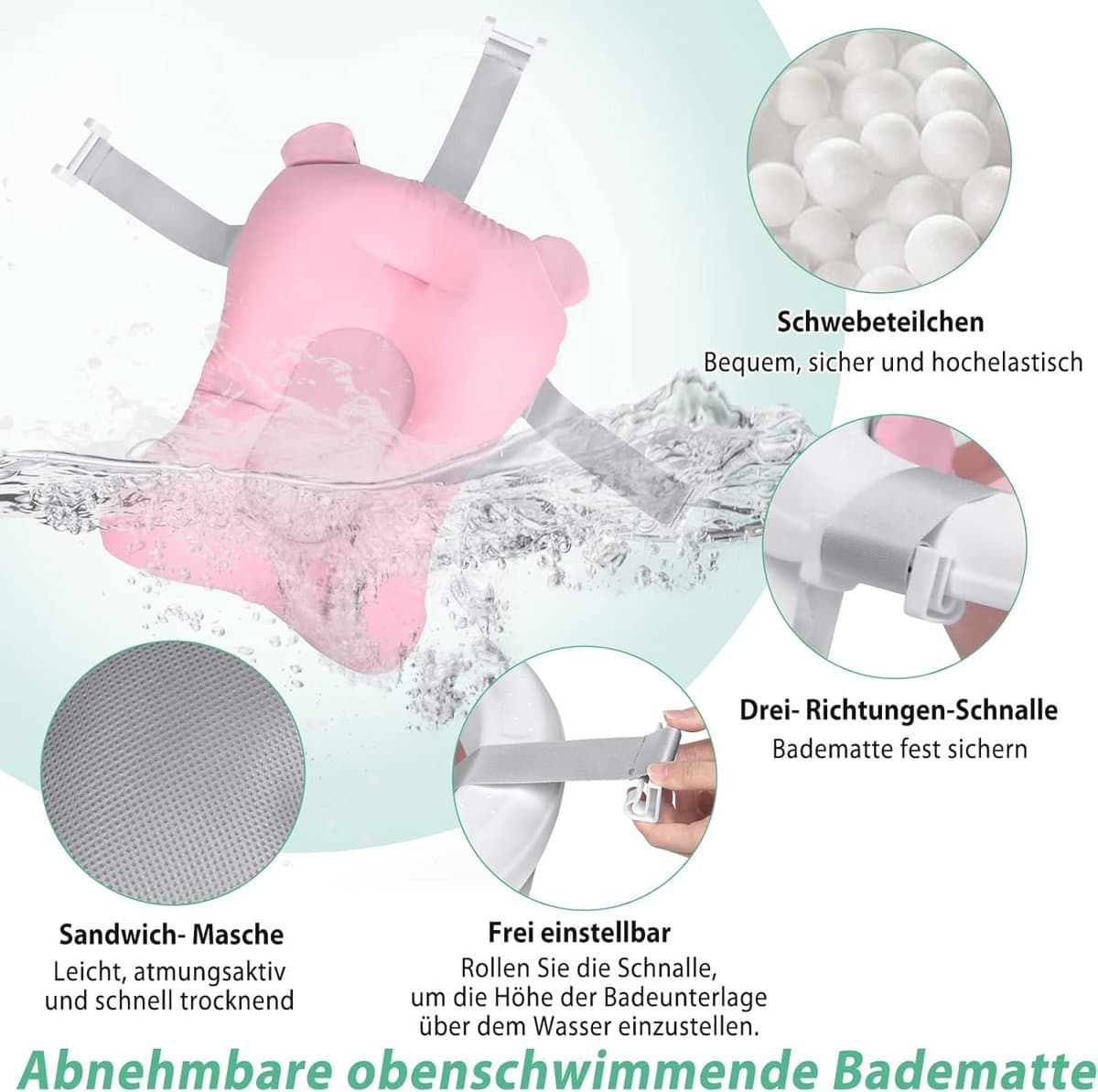 Opvouwbare babybadkuip - Antislip en ergonomisch voor pasgeborenen tot peuters thumbnail 5