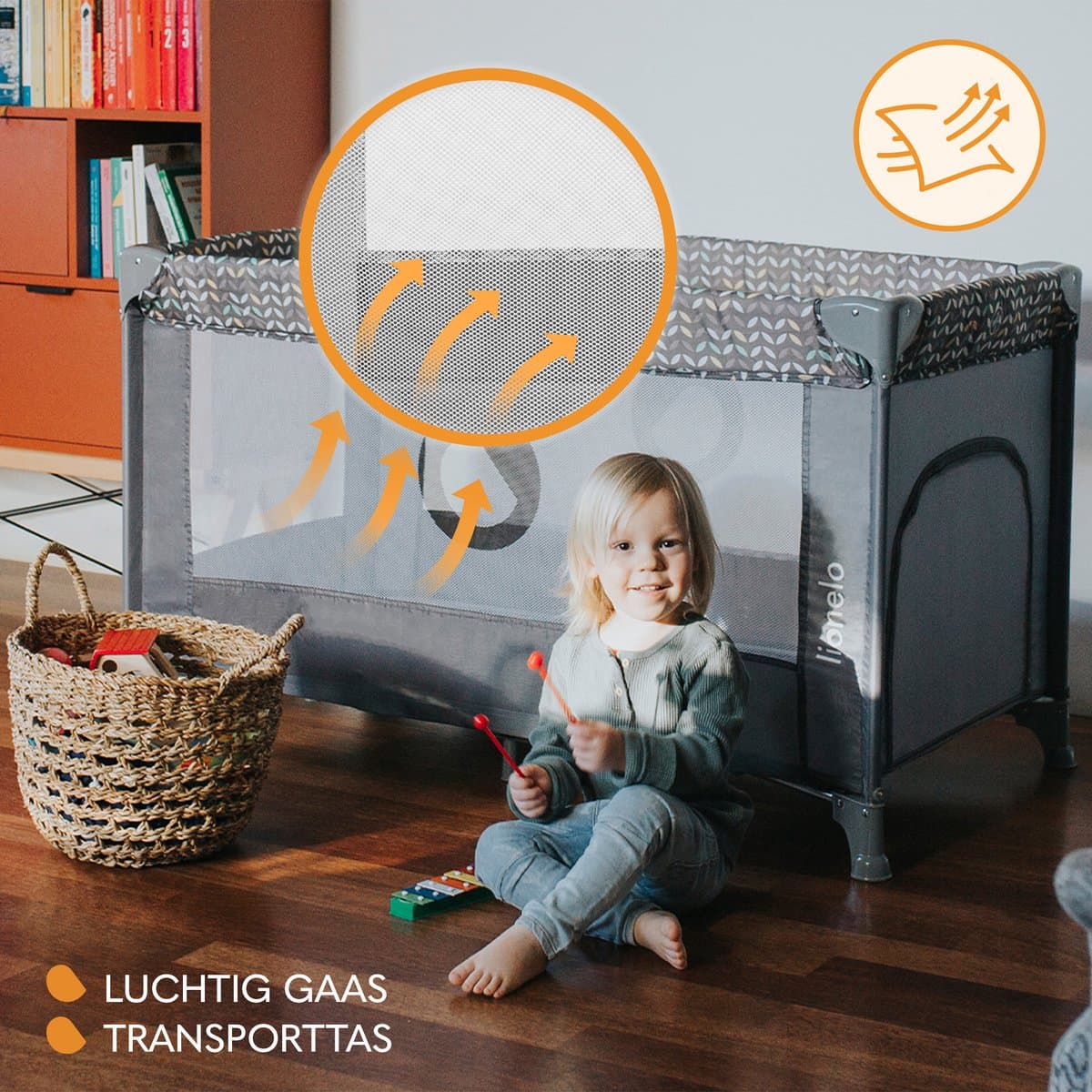 Campingbedje 3 in 1 - Baby Bed / Inklapbare Box / Reisbedje - 60x120 cm - 0-36 maanden / tot 15 kg - MET comfort MATRAS - Zij-ingang met rits - Wielen - Transporttas - Lionelo Stefi Babybed Babybox Ledikant thumbnail 4