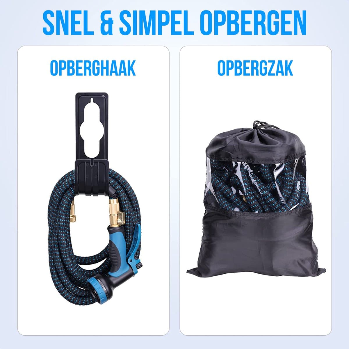 Strex Flexibele Tuinslang 15M met Sproeikop - Uitrekbaar - Incl. Koppelingen, Ophanghaak & Opbergzak thumbnail 8