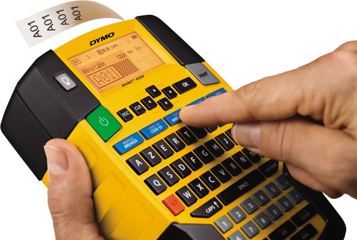 DYMO Rhino 4200 Draagbare Industriële Labelmaker | AZERTY-toetsenbord | Compacte, tijdbesparende labelprinter voor professionals, die veel onderweg zijn thumbnail 4