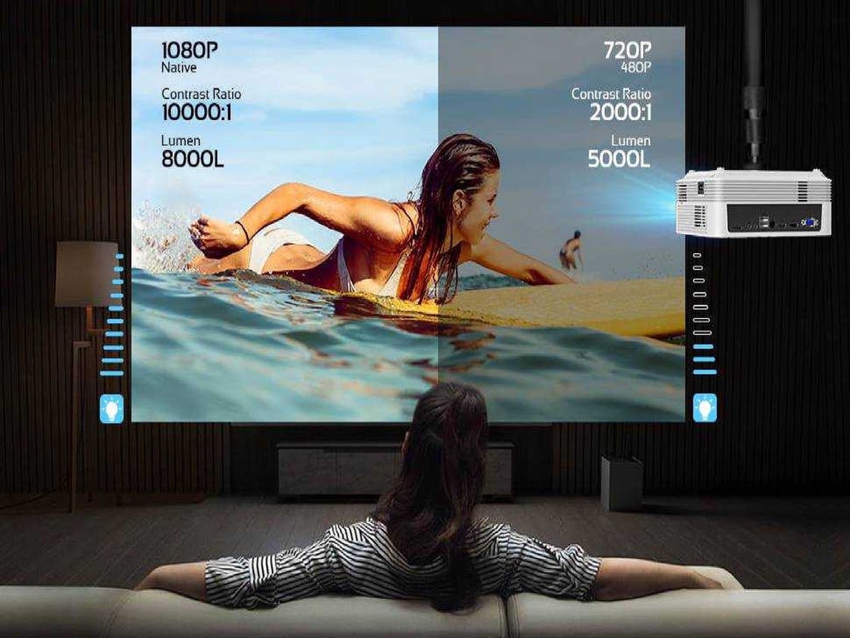 UpLiving® LCD Mini Beamer met WiFi | Met Bluetooth | Native Full HD | 10.000:1 Contrastratio | 8.000 Lumen | Projector - Mini Beamer - Draagbare Pocket Beamer - Afstandsbediening - Draagtas thumbnail 3