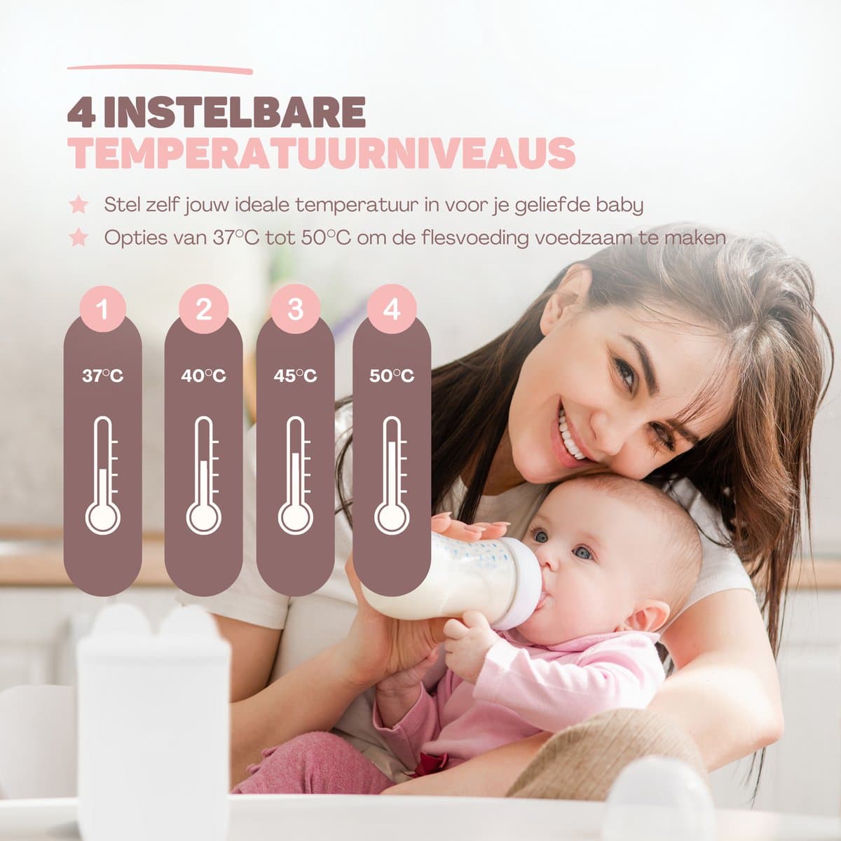 Vulpes Goods® BabyCare - Flessenwarmer Pro - Draagbare Baby Flessenwarmer voor Onderweg - Intelligente Flesverwarmer - 4 Temperatuurniveaus - Draadloos - Inclusief 6 Adapters - USB Oplaadbaar - 13.200 mAh - Wit thumbnail 6