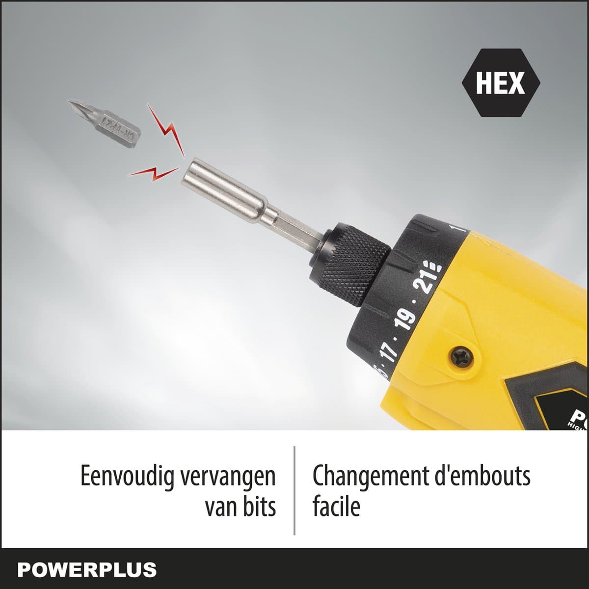 Powerplus Accu Schroevendraaier POWX00410 - 8 V Li-Ion Draadloze Schroefmachine van 7 Nm, HEX Type Magnetische Bithouder thumbnail 4
