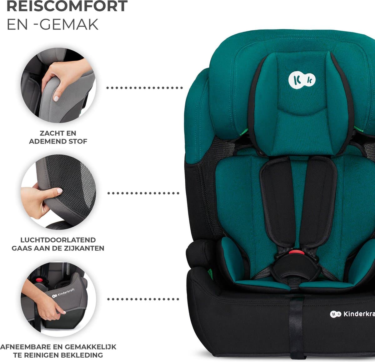 Kinderkraft COMFORT UP I-SIZE Autostoeltjes – 9 tot 36 kg - 76-150 cm - Groep 1/2/3 – Tot 12 Jaar – Groen thumbnail 3