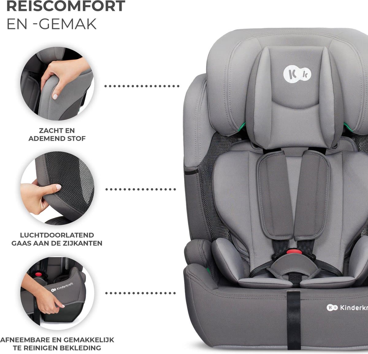 Kinderkraft COMFORT UP I-SIZE Autostoeltjes – 9 tot 36 kg - 76-150 cm - Groep 1/2/3 – Tot 12 Jaar – Grijs thumbnail 4