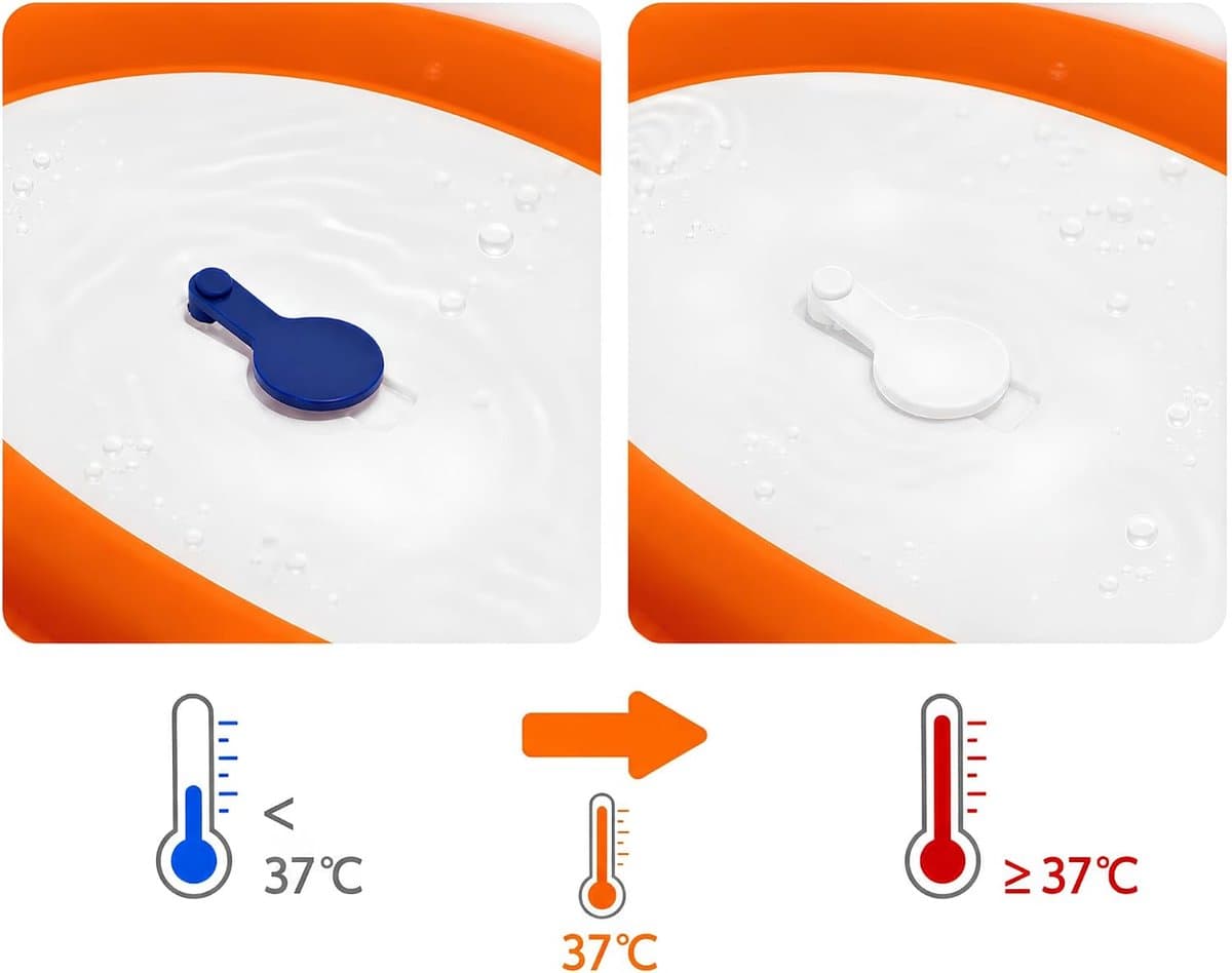 Opvouwbare babybadkuip - Baby badje - Veilig badderen - Met temperatuurindicator - 72 x 50 x 19 cm - Oranje-Wit thumbnail 6