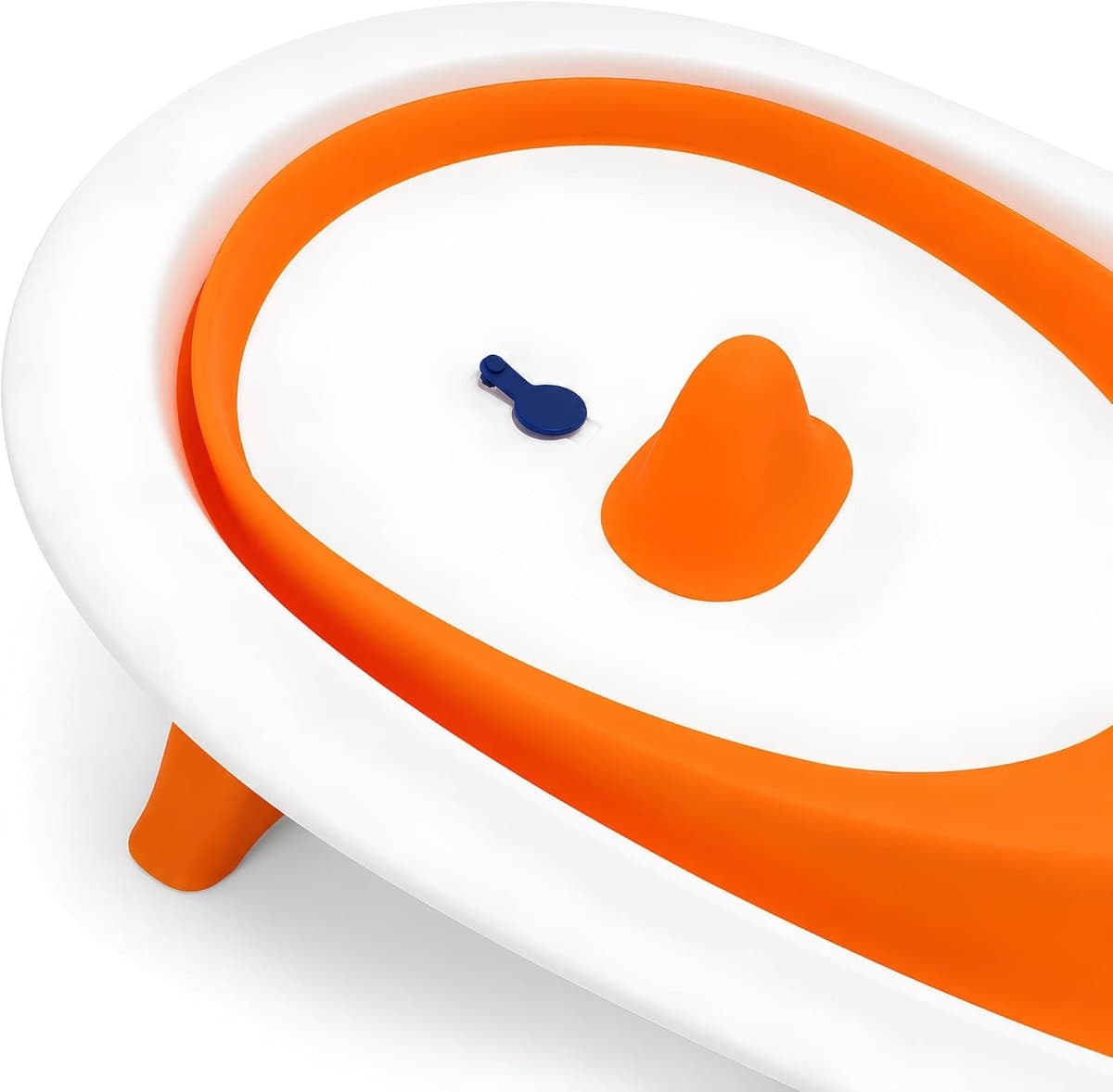 Opvouwbare babybadkuip - Baby badje - Veilig badderen - Met temperatuurindicator - 72 x 50 x 19 cm - Oranje-Wit thumbnail 4