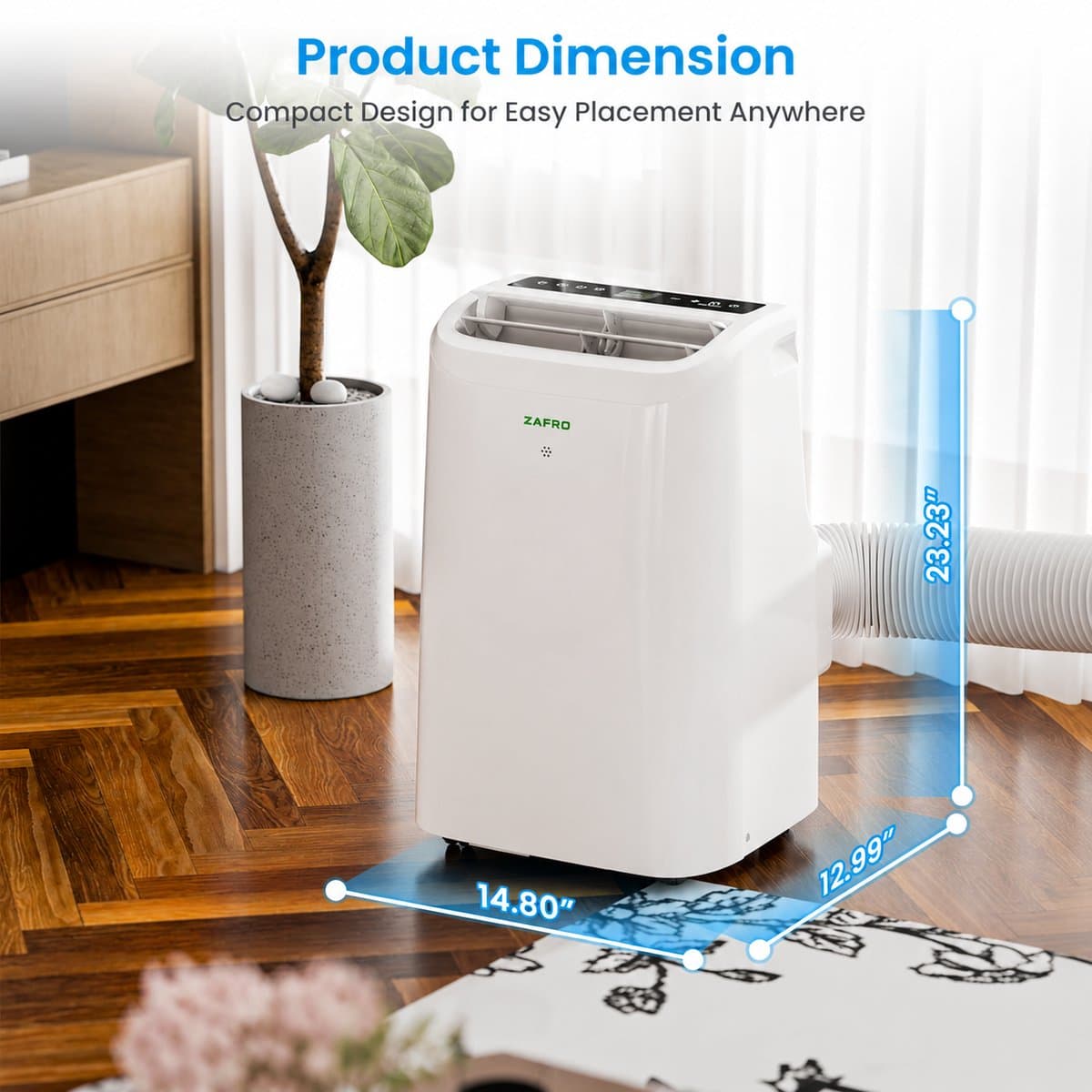 Mobiele airco 10000 BTU stil met WiFi, ontvochtiger en afstandsbediening 3-in-1 functie thumbnail 3