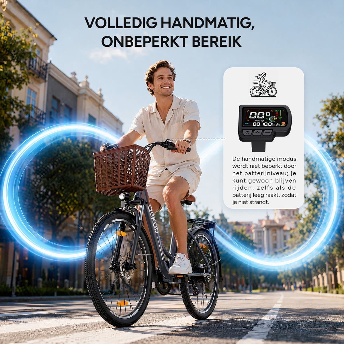 Qekud Elektrische Fiets - 26 Inch E-bike - 36V 13Ah Uitneembare Accu - Actieradius 80 km - Shimano 7 Versnellingen - Schijfremmen - Verlichting- Ideaal voor Woon-werkverkeer thumbnail 4