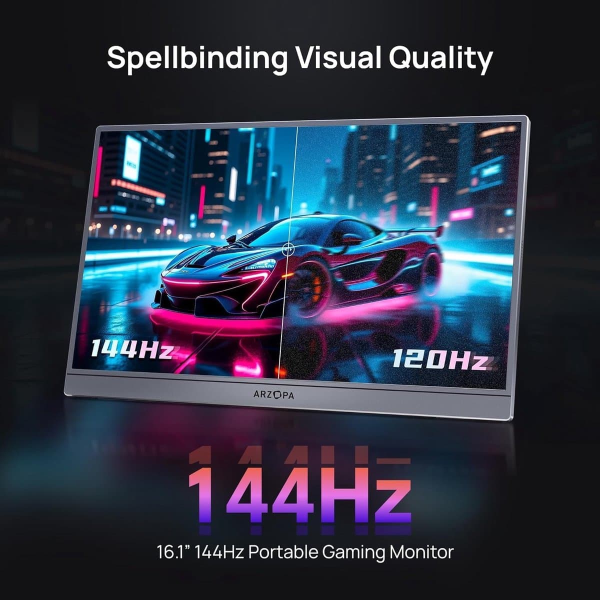 Arzopa Z1FC - Portable 144hz Gaming Monitor - Inclusief Sleeve - Premium Slim Aluminium Design - Space Grey - Apple Macbook Compatible - 100% sRGB Kleurprofiel - Met kabelbundel - 16 inch thumbnail 6