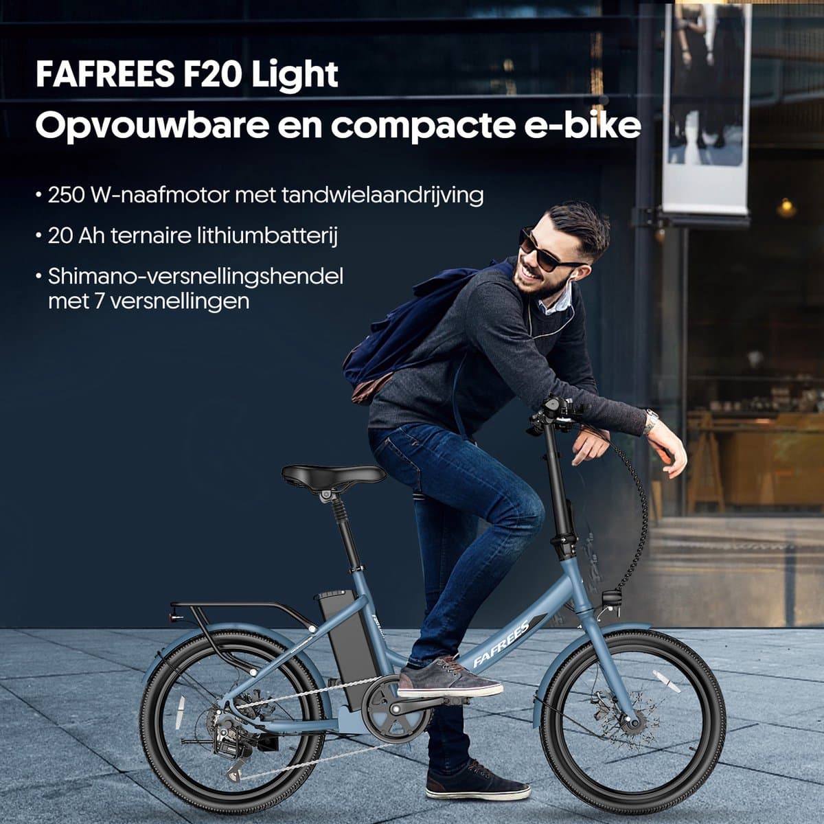 Fafrees F20 Light Elektrische Vouwfiets - 20 Inch City E-bike - 36V 20Ah Batterij - Tot 100km Bereik - Shimano 7-Versnellingen - Schijfremmen - Opvouwbaar - werkverkeer thumbnail 8