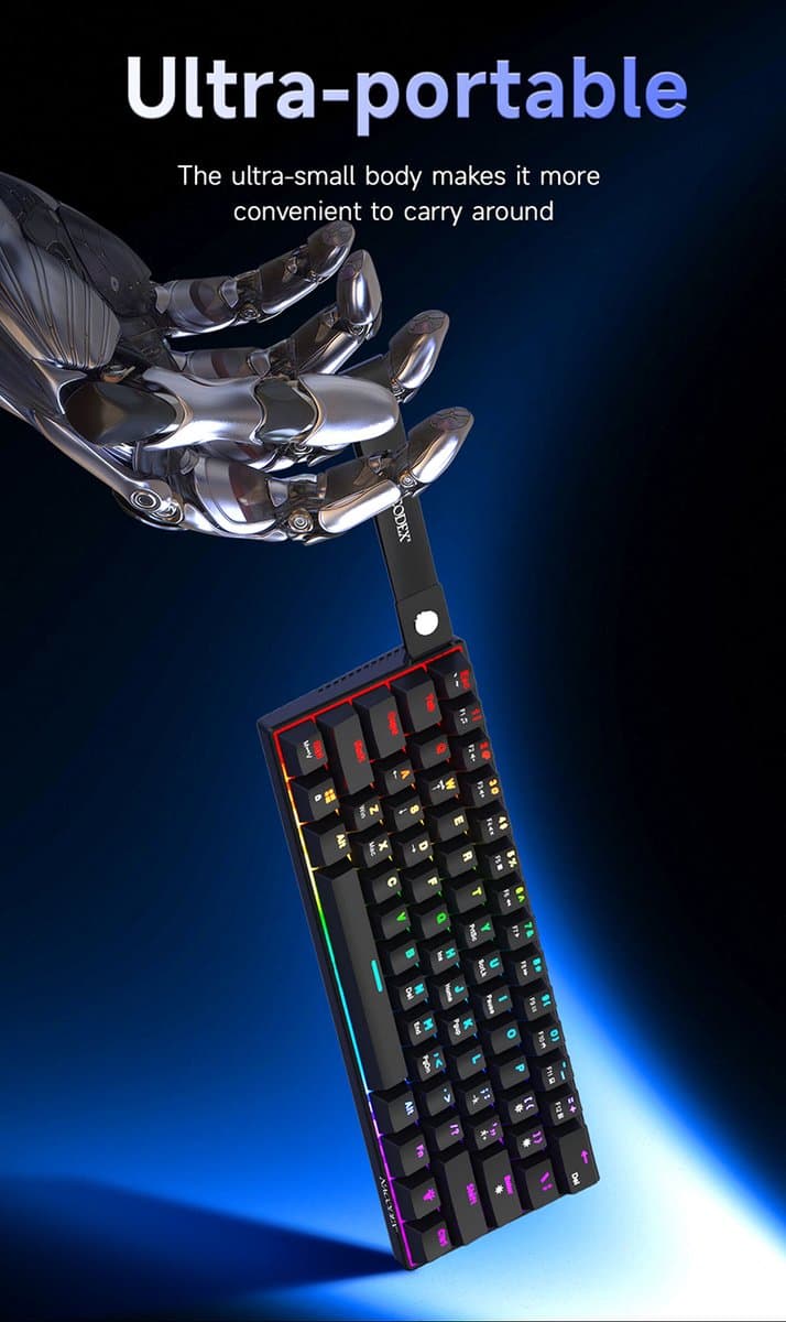 AJAZZ NK61 RGB Mechanisch Toetsenbord – 60% Gaming Keyboard – Hot Swappable – Rode Switches – 61 Toetsen – USB Bekabeld – Zwart thumbnail 4