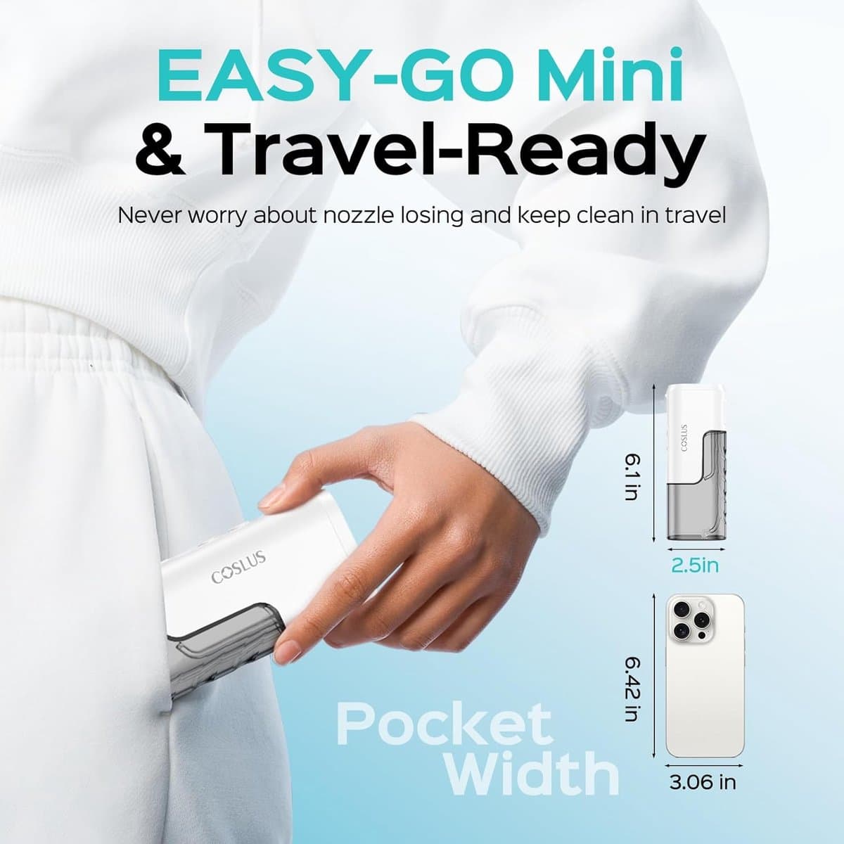 SnelShoppen - Draadloze Mini Mondirrigator - Compact, 4 Modi, IPX7 Waterflosser voor Tanden, Orthodontie en Gevoelige Tanden - Reisvriendelijk in Grij thumbnail 5