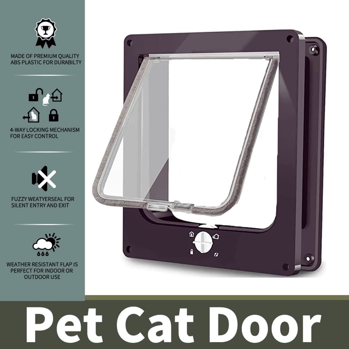 Dailygoods- Kattenluik XL - 4-weg vergrendeling - Kattenluik met microchip - Duurzaam - Stille werking - Eenvoudig te installeren - Huisdierdeur thumbnail 4