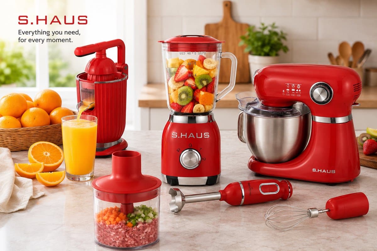 Swiss Haus® CJ1914 Citruspers Elektrisch - 140W – Elektrische Sinaasappelpers met Pershendel – 2 Perskegels – Verse Sinaasappelsap – Afneembare Onderdelen – Rood thumbnail 6