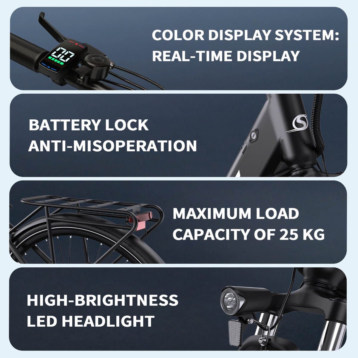 ONESPORT OT12 E-bike - 25 km/u - 27.5inch - 40km actieradius - 250W motor - 36V 13Ah accu - grijs thumbnail 8