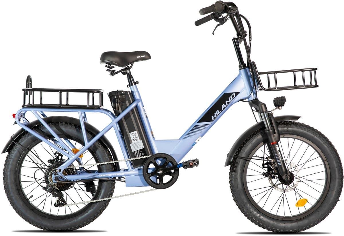 HILAND Elektrische Cargo Fatbike – 20" Dikke Banden – 48V – 7 Speed – blauw thumbnail 3