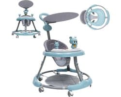Baby Loopwagen - Loophulp Peuter - Eerste Stapjes Leren - 7 Hoogte-instellingen - Diameter 70cm - Blauw