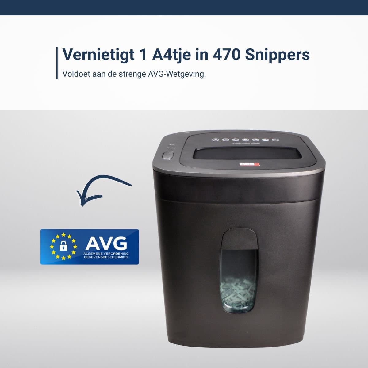 DESQ® Papierversnipperaar - 12 vel - 4 x33 mm - P4 - 19 Liter opvangbak - Slechts 60dB - Ook creditcards - AVG-proof thumbnail 3