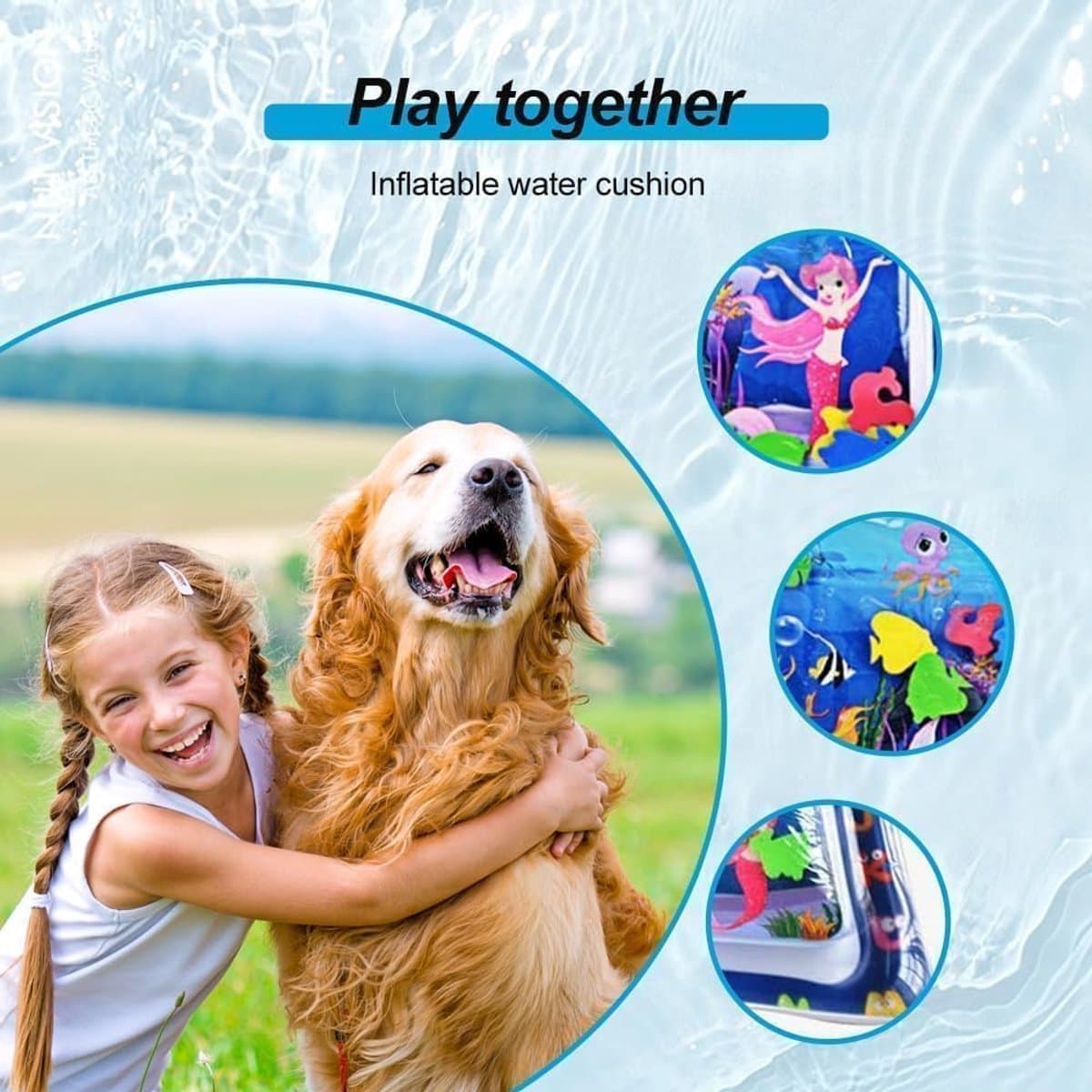 Waterspeelmat Sensorisch - Watermat - Speelkleed - Speelmat met Watersensor - Watersensor Technologie - Koel en Comfortabel - Afwaterend en Opvouwbaar - Opblaasbaar - Huisdieren - Baby thumbnail 7