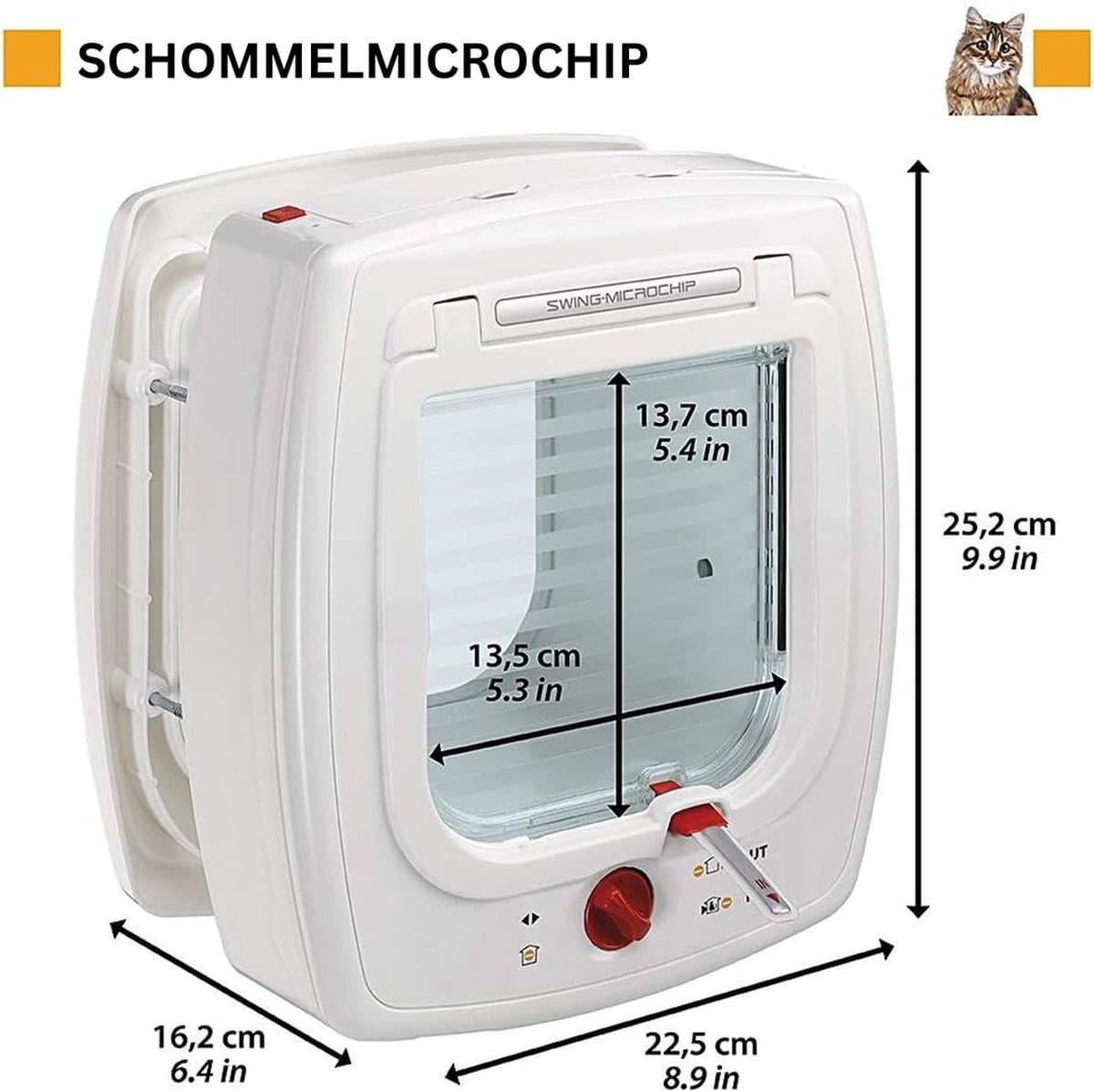 Kattenluik met Microchip - Chipherkenning - Kattenluik Chip - 23x16x25cm - Wit thumbnail 3