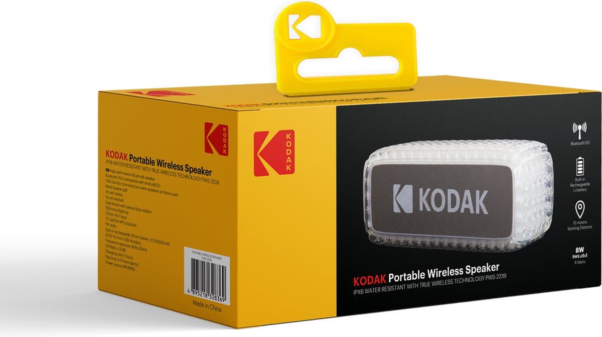 Kodak PWS-2239: draagbare Bluetooth-speaker, 8W, IPX6 thumbnail 3