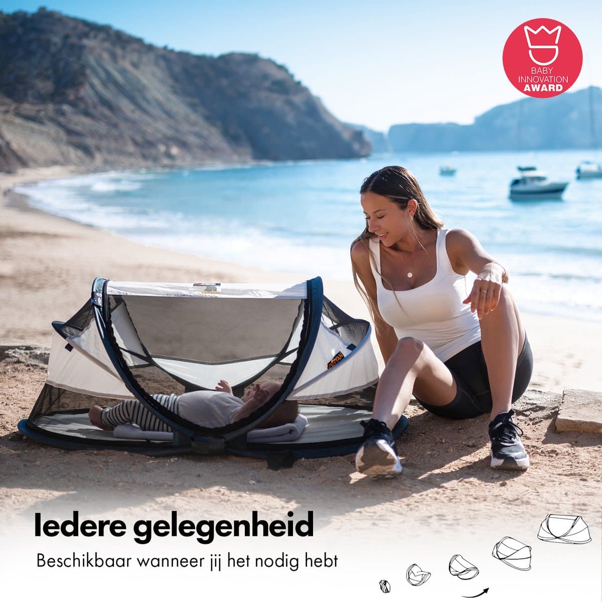 Deryan Baby Luxe Campingbedje – Inclusief zelfopblaasbare matras - Cream thumbnail 4