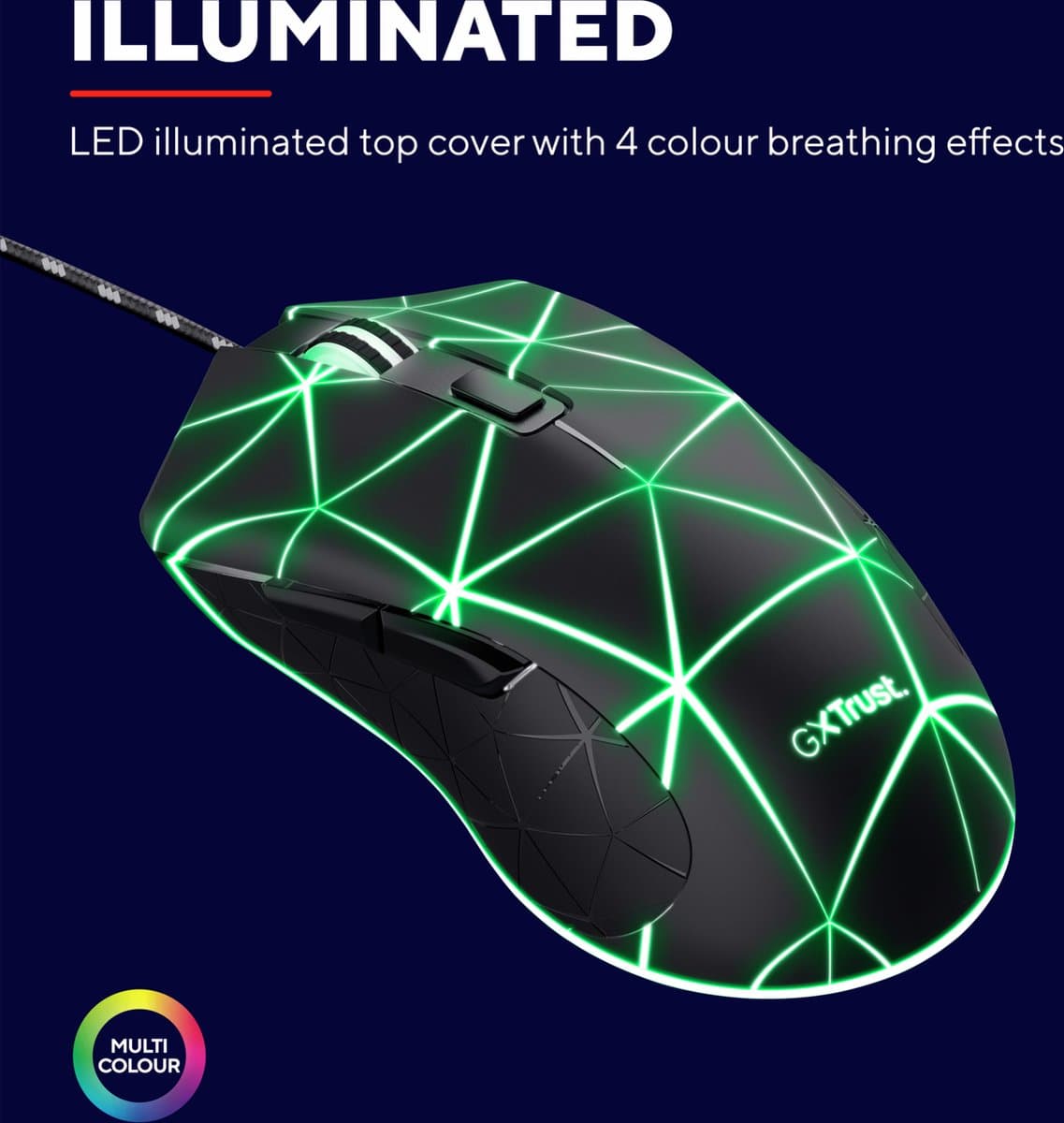 Trust GXT 133 Locx - Gaming Muis - Bedraad - 3200 DPI - LED verlichting - Zwart thumbnail 2