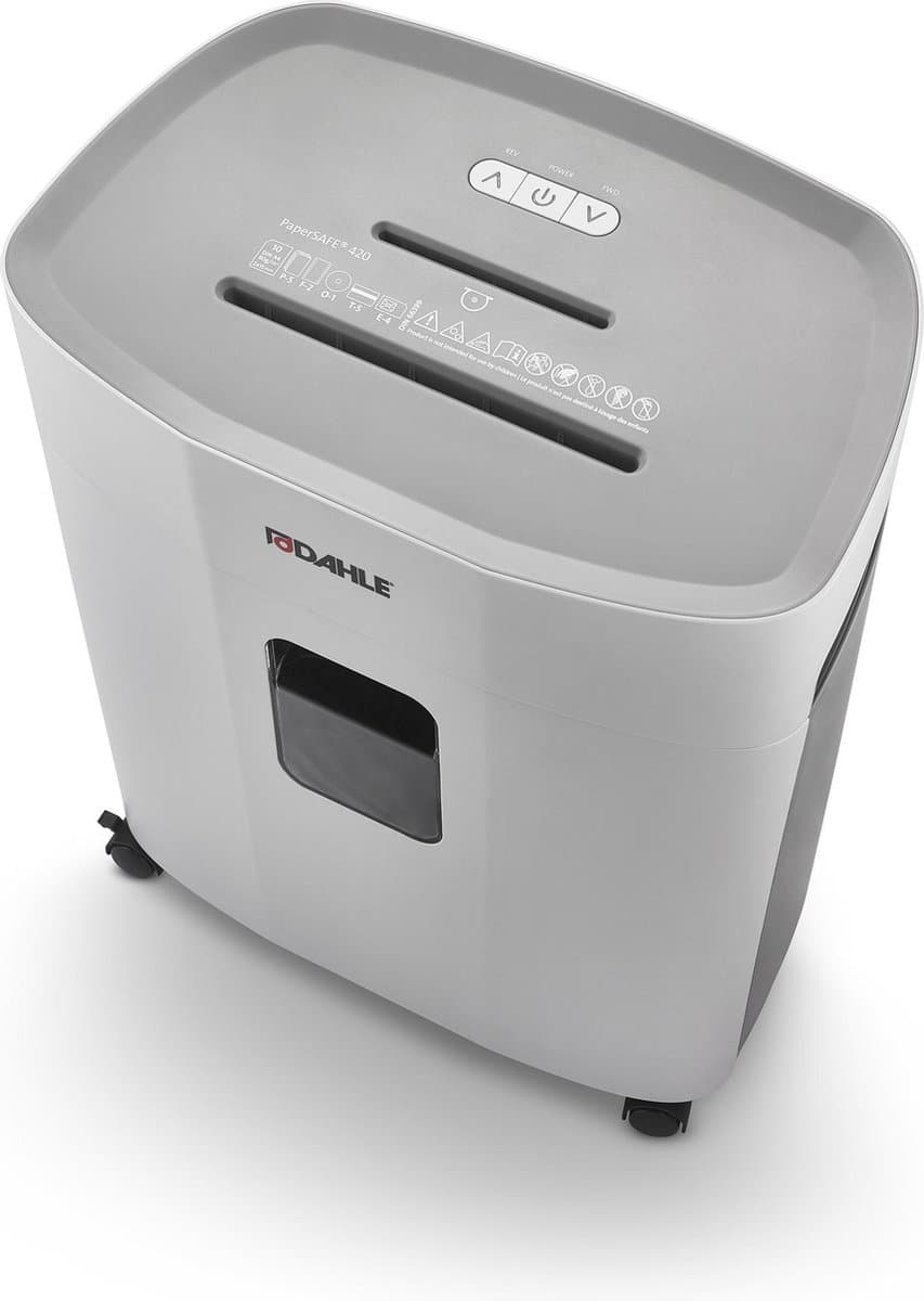 Dahle® PaperSAFE 420 - Papierversnipperaar - 2x15 mm snipper - 25L opvangbak - Bladen max per 10 - P5 - Nietjes bankkaarten paperclips cd's - Continu 480 min - Geluidsarm 60 db thumbnail 7