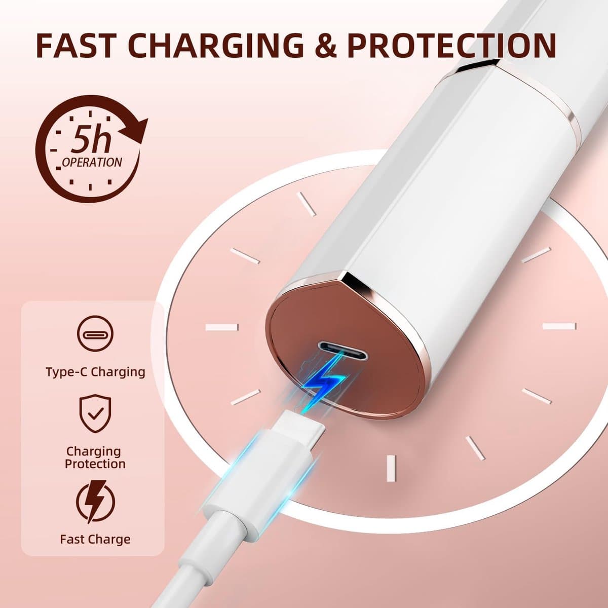 Ladyshave USB-oplaadbaar met LED-lamp - pijnloos gezichtshaar
