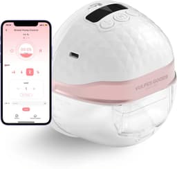 Productfoto van Vulpes Goods® BabyCare - Elektrische Draadloze Borstkolf - Handsfree & Draagbaar - met APP bediening - BPA-Vrij - Incl. Borstschildverkleiners, 30 Moedermelk Bewaarzakjes, Reistas & Kolfdagboek - PRO V2