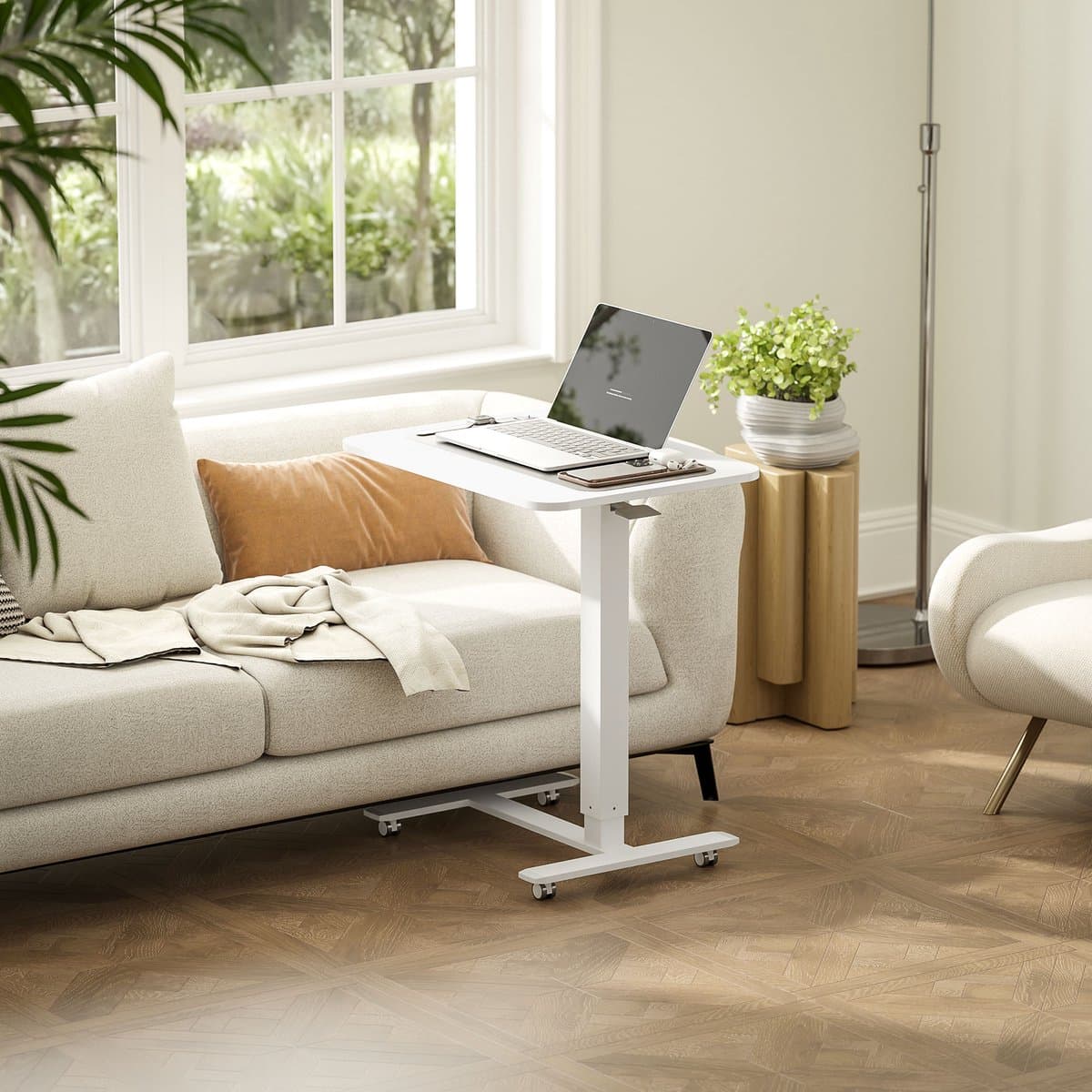 HOMCOM - Zit-Sta Bureau - Wit - Verrijdbaar - in Hoogte Verstelbaar thumbnail 2