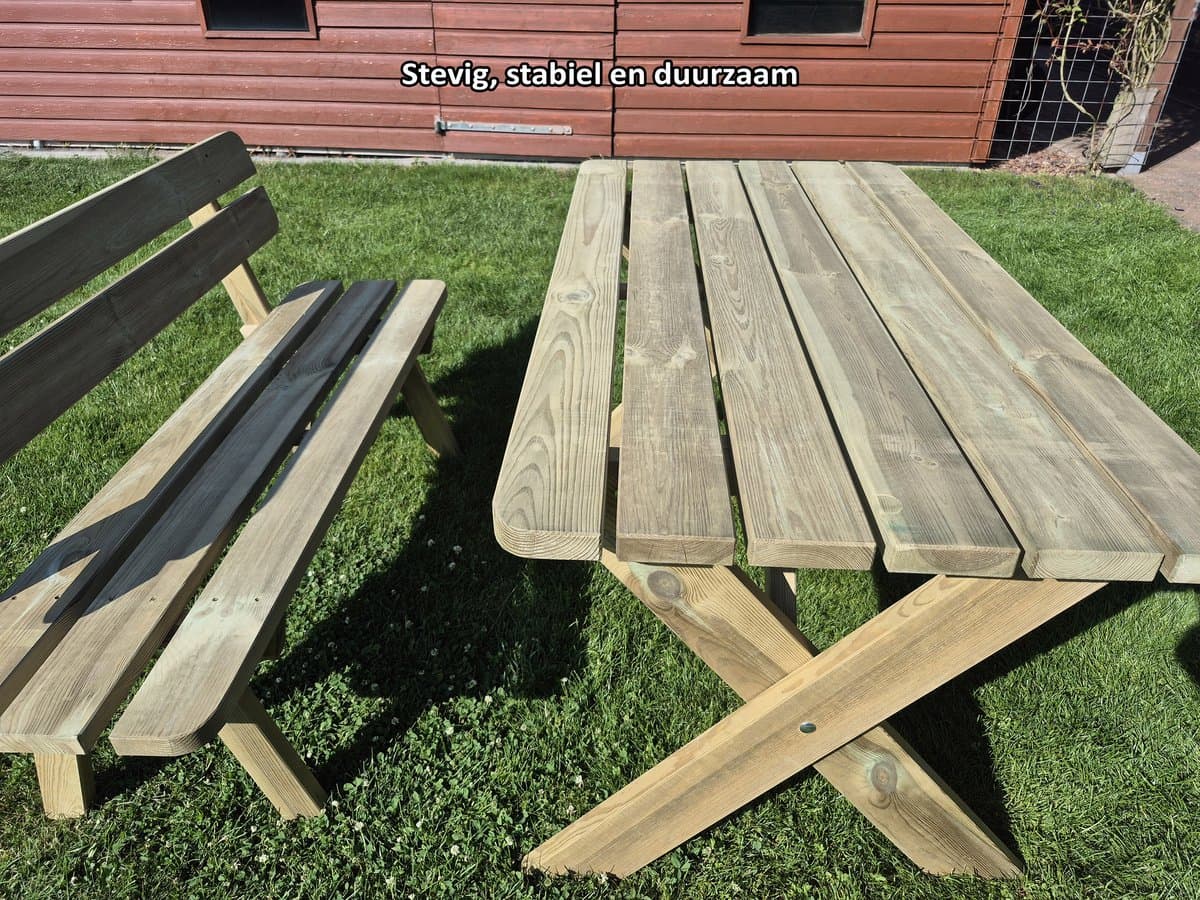 Houten Tuintafel 120cm – Premium - Extra Stevig & Landelijke Tuin tafel - Weerbestendig & Eenvoudige Montage - Andy thumbnail 8