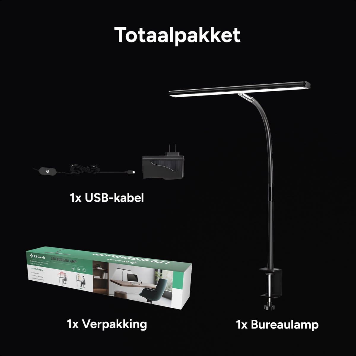 RS Goods LED-bureaulamp met klem en dimfunctie thumbnail 7