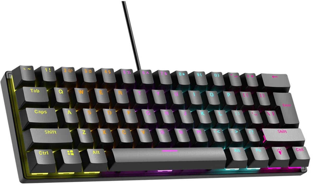 NAXSIR Mechanisch Gaming Toetsenbord 61 Toetsen - Compact RGB Toetsenbord met 12 Lichteffecten | Plug & Play thumbnail 2