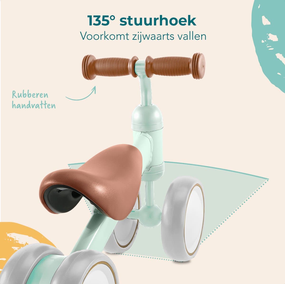 LifeGoods Loopfiets - Speelgoed Vanaf 1 jaar - Kinderstep - Loopfietsje - Pastelgroen thumbnail 4