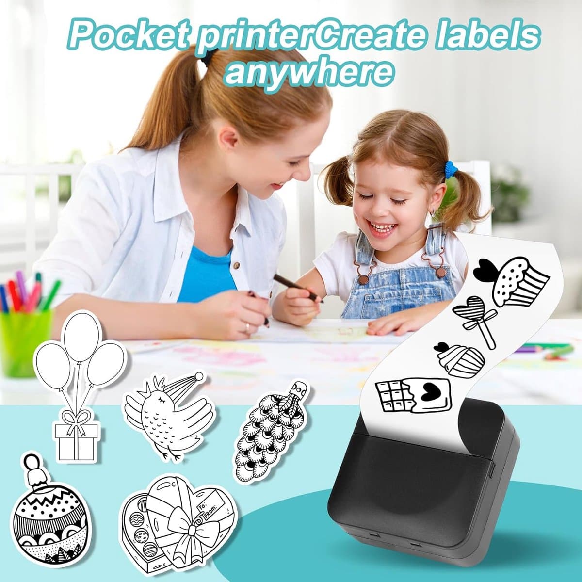 RFWR® Draagbare Draadloze Mini Fotoprinter voor Smartphones - Inktloze Thermische Printer voor Foto's en Memo's thumbnail 2