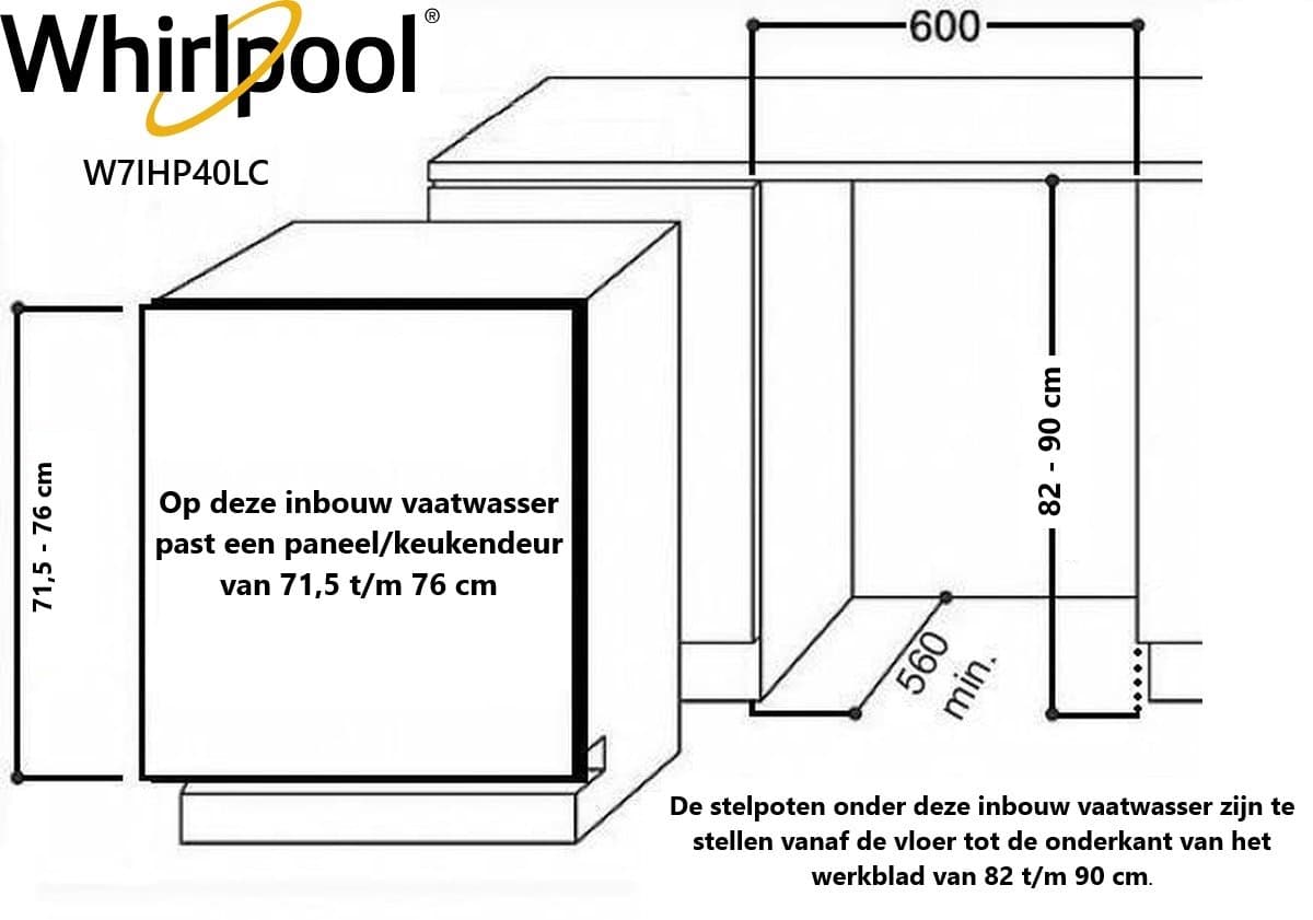 Whirlpool | W7IHP40LC | inbouw vaatwasser | Besteklade | Automatische deuropening - Zeer stille machine met 40 dB(A)! thumbnail 2